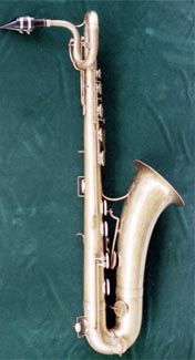 Antoine-Joseph Sax brass Eb bari.  Thanks to SAXTEK.