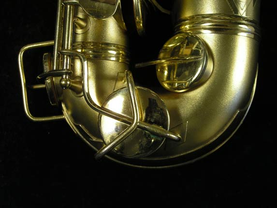 Photo 15 - Matte Gold Plated Conn "Transitional" Alto Sax - Art Deco Engraving - SN 245512