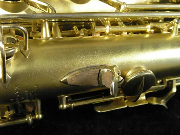 Photo 22 - Matte Gold Plated Conn "Transitional" Alto Sax - Art Deco Engraving - SN 245512